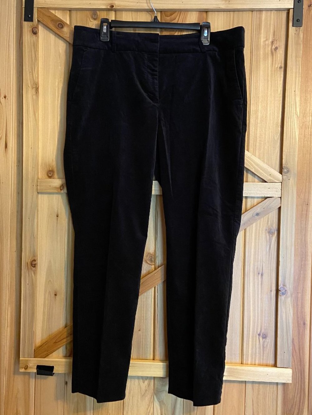 Talbots Hampshire Ankle Velveteen Pants Women 14 Black Holiday Upscale